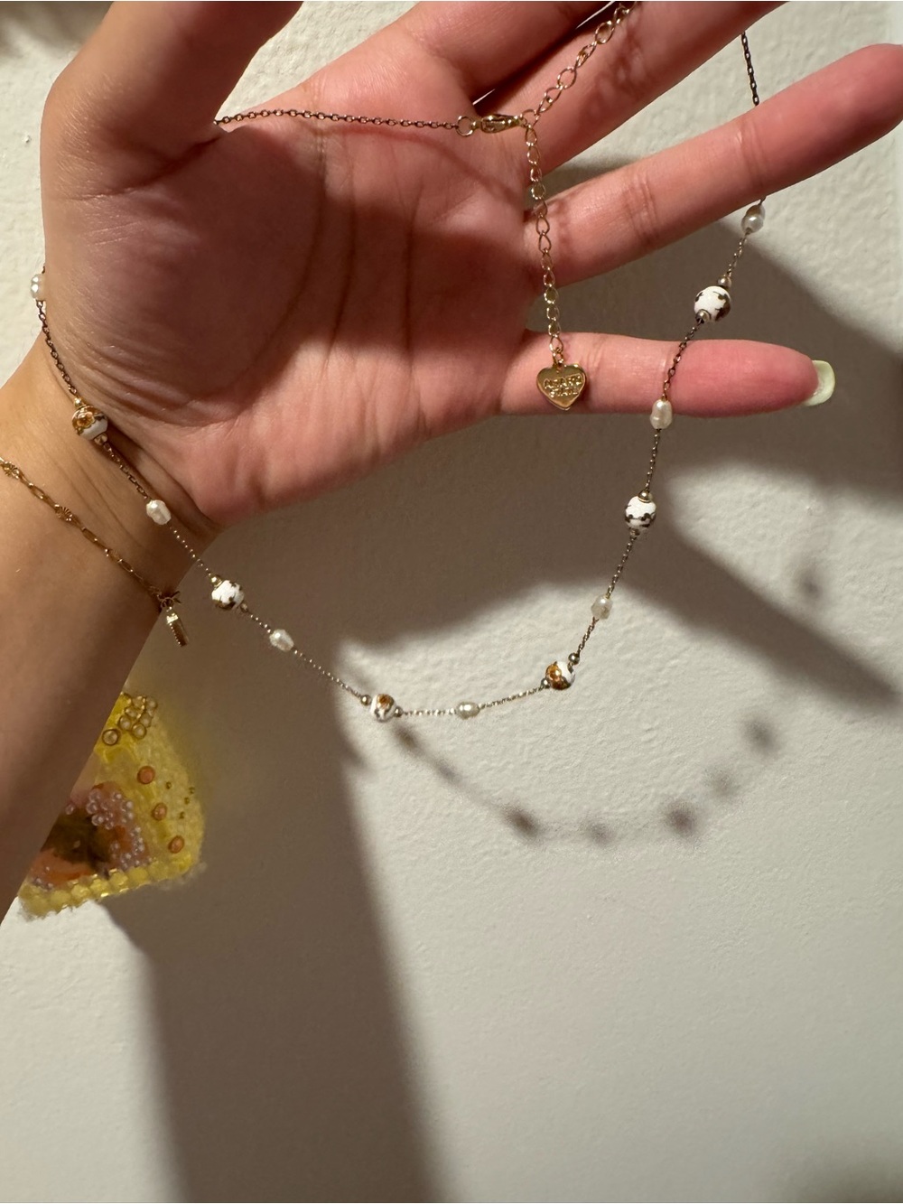 Altard state delicate pearl and brown toile beaded necklace